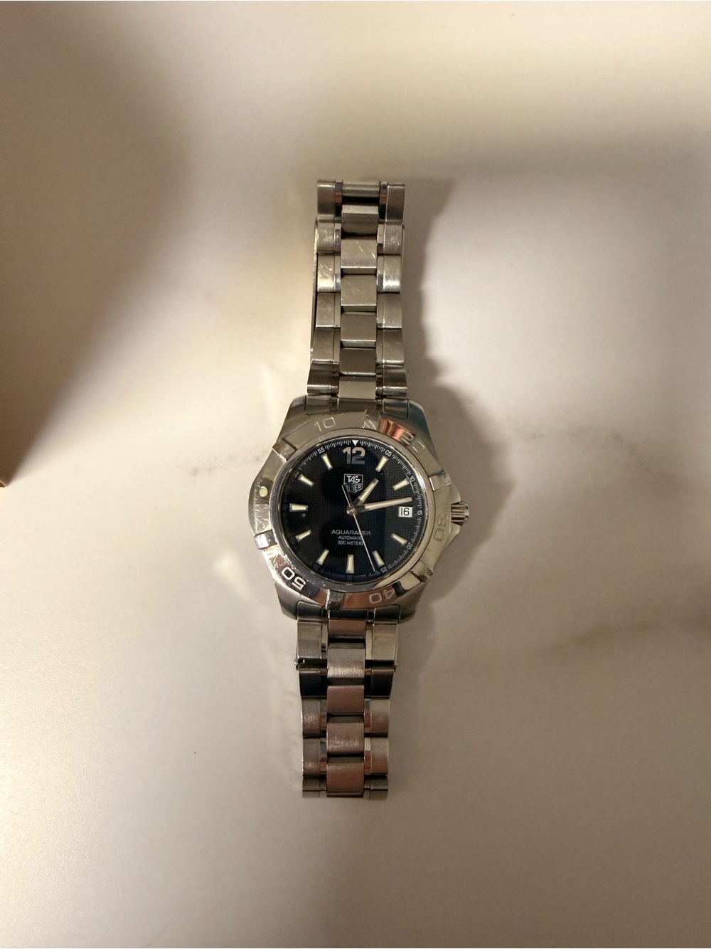TAG Heuer Silver Stainless Steel Watch with Black Dial